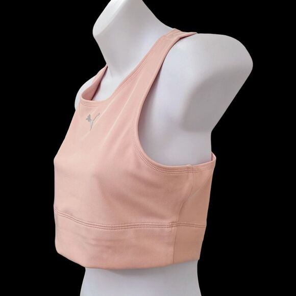 2/$20 Puma Pink With Silver Logo Sport Crop Top Size: M - Picture 3 of 7